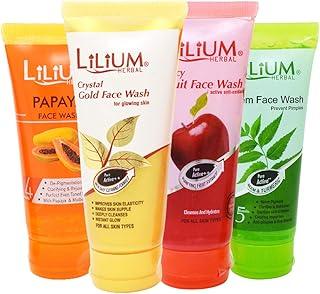 Lilium Anti Pollution Face Wash, multi Flavoured, Herbal Formula, Deep Cleansing, Brightening, For All Skin Types, Removes Dirt & Impurities, pack of 4, 60g Each