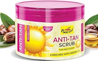 Bee One Anti Tan Scrub for Face & Body, 250ml, Removes Tan & Exfoliates Dead Skin Cells, Perfect for Blackhead Removal, Enriched with Jojoba Oil, Paraben-Free, Cruelty-Free, Value Pack
