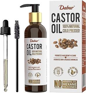 Dabur Castor Oil - 200ml | 100% Natural Cold Pressed Oil | Promotes Hair Growth, Hydrates Skin & Reduces Wrinkles | No Mineral Oil & Silicones