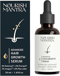 Nourish Mantra Advanced Hair Growth Serum 50ml, 3% Redensyl, 2% Anagain, 2% Procapil, 5% Rice Water, Promotes Hair Regrowth, Anti Thinning & Hair Loss Treatment,Rapid Hair Growth Serum for Women & Men