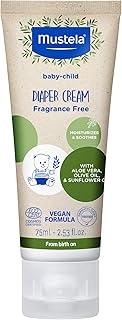 Mustela Baby Natural Diaper Cream - Fragrance-Free, Vegan & EWG Verified, with Olive Oil, Aloe Vera & Sunflower Oil - Soothes, Protects, Reduces Redness - 75ml