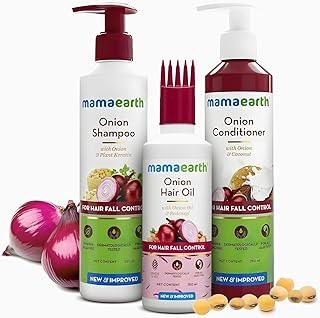 Mamaearth Anti Hair Fall Spa Range Hair Care Set: Onion Shampoo 250 ml + Onion Conditioner 250 ml + Onion Hair Oil 150 ml