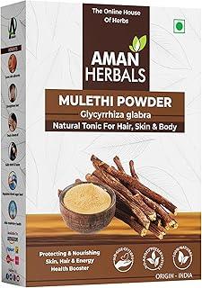 Aman Herbals 100% Pure Mulethi (Licorice) Powder for Glowing Skin & Hair Care | Natural Face Pack Ingredient for Tan Removal, Pigmentation & Brightening | Herbal Skin Care Powder – 250g