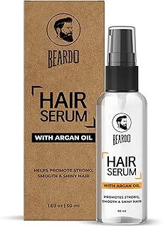 Beardo Hair Serum 50ml for Instant Shine & Anti-frizz with Argan Oil, Made for Men's Hair, Super Light-weight | Provides shine, smoothness and damage protection | Luxurious Shine, Frizz-Free Hair Serum for Men