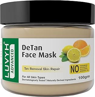 Luvyh De Tan Mask for Tanning & Dark Skin | Cleans pores | Removes blackheads | Improves skin tone & texture |Skin Brightening & Tightening |suitable for all skin type 100g | For Women & Men |No Parabens, No Mineral Oil, No Sulphate, No Silicone