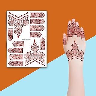 Tatmods Minimalist Line Art Design Henna Temporary Waterproof Body Tattoo (Marron) For Women and Girls