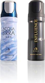 BIRRA Acqua & Influence Men’s Deodorant Body Spray – 200ml (Pack of 2) | Long-Lasting Freshness & Invigorating Scent | Premium All-Day Protection for Men