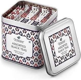 Octavius Assorted Black Tea - 25 Tea Bags | Tea Gift Sets | 3 Assorted Black Tea | Indian Masala, Assam, Darjeeling | Premium Tea Gift Box | Tea Gift Tin Pack | Tea Gift Box | Tea Gift