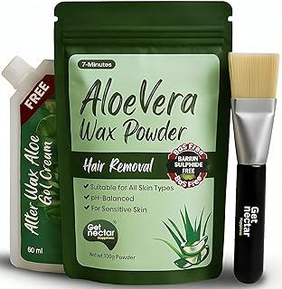 Get Nectar Happiness Herbal Wax Powder For Women and Men | Instant Hair Removal | Painless & Quick, BAS-Free, pH-Balanced | No Smell | Safe for Bikini & Body | No Side Effects | Unisex | Free After Wax Aloe Vera Gel 160g (100g + 60g)