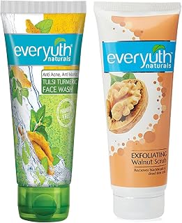 EVERYUTH NATURALS SCRUB +TULSI TURMERIC ANTI ACNE FACE WASH 50G+50G