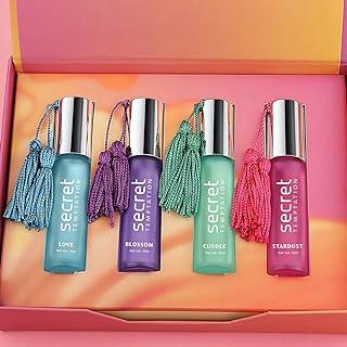 Secret Temptation Luxury Roller Ball Perfume | Perfume Roll On for Women, Pack of 4 (10ml each) | 100% Concentrated Perfume Oil | Alcohol Free Roll On Perfume Gift Set | Instant Perfume Burst | Gift for Her