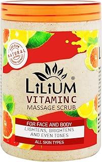 Lilium Radiant Glow Massage Scrub Vitamin C 500ml | Lightens, Brightens & Even Tone | Anti-Aging, Prevent Skin Pigmentation, Diminish Acne | Enriched With Antioxidant | For Face & Body, All Skin Types