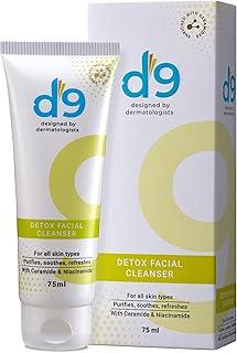 D9 Detox Facial Cleanser Face wash | All Skin Types | Purifies/Soothes/Refreshes With Ceramide & Niacinamide | Designed by Dermatologists | Men & Women | 75ml