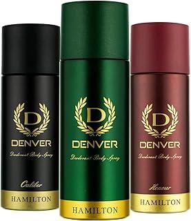 DENVER Hamilton (150 ML), Caliber & Honour Deodorant - 165ML Each (Combo pack of 3)| Long Lasting Fragrance Body Deodorant Spray for Men