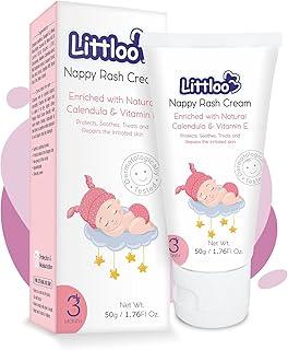 LITTLOO Nappy Rash Cream-50gm | Baby Diaper Cream with Natural Ingredients| Calendula & Vitamin E Extract Nappy Rash Cream | Phthalate-, Dye- & Paraben Free