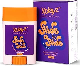 YplayZ Slide & Glide Deo Stick Kids & Teens 11+ Yrs | Underarm Deodorant Stick With Citrusy Cedar Scent | 8+ Hr Sweat & Odor Free Day | Baking Soda Free Deodorant For Kids | You're The Zest | 20gm