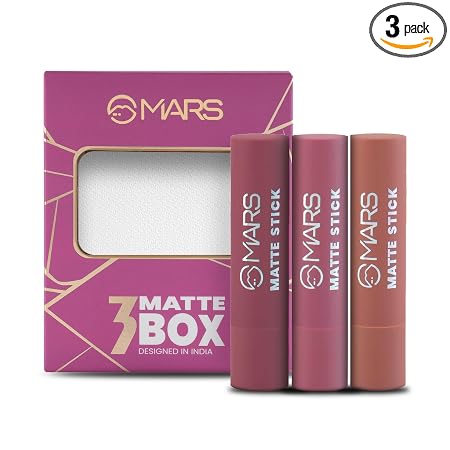 MARS Matte Box Set of 3 Lipsticks for Women | 10GMS