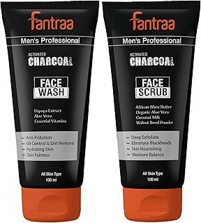 Fantraa Activated Charcoal Anti-pollution Face Care - Charcoal Face Scrub & Face Wash, 100 Ml Each (Combo of 2)
