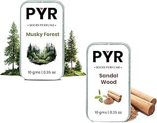 PYR Musky Forest & Sandalwood Solid Perfumes | Pack of 2 x 10ml | Alcohol-Free | Cologne for Men & Women | Non-Greasy Perfume Wax | Strong & Long-Lasting Fragrance