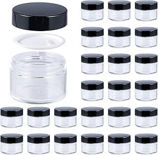 Hunky Dory 12pcs 15grams PS Acrylic Transparent with Black Cap with LID Cosmetics Container for Creams,Lip Balm, Body Butter, Essential oil, Costemic, Makeup, Travel Use