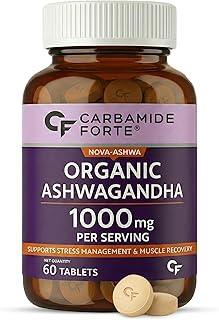 Carbamide Forte Ashwagandha Tablets 1000mg | Organic Ashwagandha Powder Supplements for Men & Women for Stress And Anxiety Relief | Organic Tablets | 60 Tablets