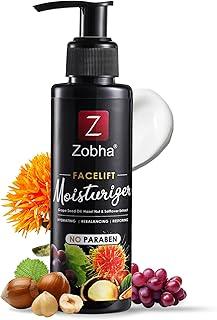 Zobha Facelift Moisturizer Lotion – Anti-Wrinkle & Skin Firming Cream | With Grapeseed, Hazelnut & Safflower Oils | Paraben-Free, 100ml for All Skin Types