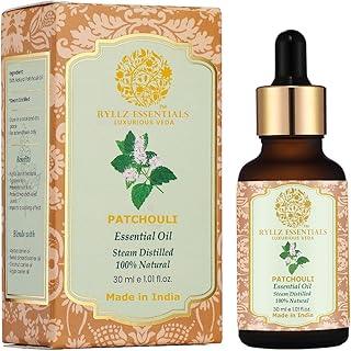 RYLLZ ESSENTIALS Patchouli Essential Oil 30ml | Therapeutic grade for Skin Care, Hair Care, Home Fragrance, Enhance Mood, Cleanse Skin, Relief from Stress & Anxiety | 100% Pure & Natural | Undiluted & Steam Distilled | 30ml