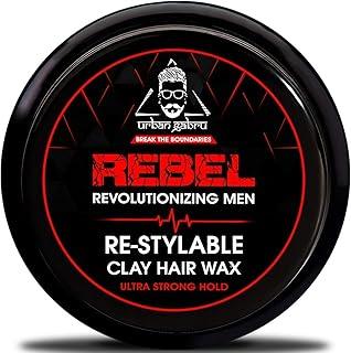 UrbanGabru Rebel Hair Styling Clay Wax for Men | Strong Hold | Matte Finish | 100 Times Re-Styleable with Keratin (Safe & Natural) - 85 gm | Adds Texture