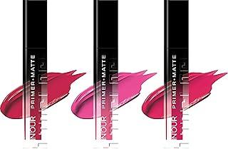 INOUR Primer + Matte Liquid Lipstick Combo Pack of 3 (3.5g x 3) (Shades Magenta Pink,Hot Pink,Dark Pink)