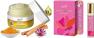 Iba Pure Perfume - Floral Fantasy 10 ml, Premium Long Lasting Fruity, Floral and Woody Fragrance for Women | Alcohol Free Ubtan Face Cream, 50g with Turmeric, Sandalwood & Saffron For Brightens Skins