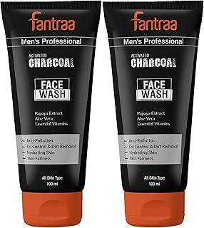 Fantraa Activated Charcoal Anti Pollution and Oil Control Face Wash - 100ml | Pack of 2 | Oil Control & Dirt Removal | Suitable for All Skin Type | For Men