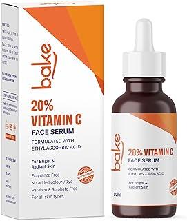 BAKE 20% Vitamin C Face Serum For Glowing & Bright Skin | Formulated with Ethyl Ascorbic Acid | Reduces Pigmentation & Dark Spots | For All Skin Types | 30ml