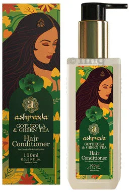 Ashpveda Gotu Kola & Green Tea Conditioner | Natural Ingredient for Dandruff & Frizz Control pump bottle of 100 ml conditioner