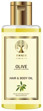Khadi Nature’s Tree Olive Hair & Body Oil bottle of 100 ml oil