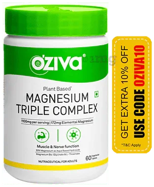 Oziva Magnesium Triple Complex Vegetarian Tablet jar of 60 tablets