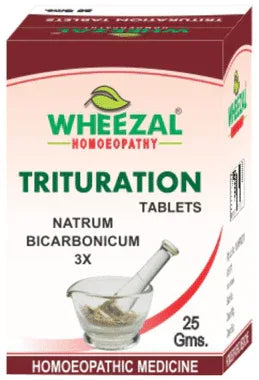 Wheezal Natrum Bicarbonicum Trituration Tablet 3X bottle of 25 gm trituration tablet