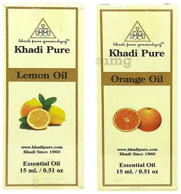 Khadi Pure Combo Pack of Lemon Oil & Orange Oil (15ml Each) combo pack of 2 bottles