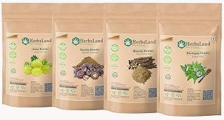HerbsLand® 100% Bio Organic Amla Reetha Mulethi Bhringraj powder for Face, Hair Care, Hair growth & Scalp Treatment | Natural Shampoo Body | Skin Whitening and conditioning (50 gm Each) (200 gm)