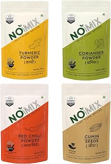 NOMIX JUST PURE SPICES Everyday Kitchen Essentials Combo Pack, 400 Grams, Powder, Vegetarian, 100 Grams Each, Pack of 4, N Pack of 3