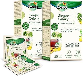 Zandu Ginger Celery Herbal Infusion, a Herbal Tea Enriched with Ayurvedic Ingredients (Pack of 25 Tea Bags X 2),37.5 grams