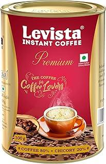 Levista Premium Instant Coffee (Can) (100 Grams) | Premium Blend of 80% Coffee & 20% Chicory| Caffeine Coffee with Rich Bold Flavour for an Energising Experience