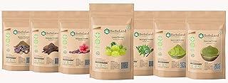HerbsLand® Bio Organic Amla Reetha Shikakai Hibiscus Bhringraj Heena Neem leaf powder for Face & Skin Care | Hair Growth & Natural Hair Shampoo | Anti-Dandruff | Hair Pack (100 gm Each) (700 gm)