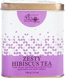 The Indian Chai – Zesty Hibiscus Tea 100g | Tangy Herbal Blend with Rosehip, Lemongrass, Orange Peel & Clove | Supports Immunity, BP & Metabolism | Caffeine-Free Herbal Tea