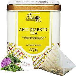 The Indian Chai - Anti - Diabetic Tea 30 Pyramid Tea Bags with Gymnemma Sylvestre, Giloy Stem, Paneer Dodi, Bitter Melon, Jamun Seed for Regulating Blood Sugars levels