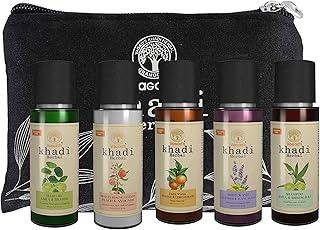 Vagad's Khadi Grooming Travel Kit Men & Women (1 Shampoo 30ml,1 Body Wash 30ml, 1 Moisturiser 30ml, 1 Face Wash 30ml, 1 Hair Oil 30ml) 5 pcs in Set | Paraben and Silicon Free | Ideal for Travelling