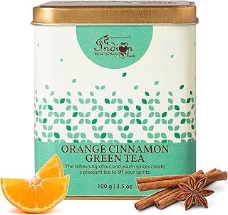 The Indian Chai - Orange Cinnamon Green Tea 100g | Loose Leaves | Blended Tea | Perfect for Gift |