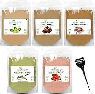 Shudh Online Amla, Reetha, Bhringraj, Shikakai & Hibiscus Powder Combo for Hair Growth (100 grams each)