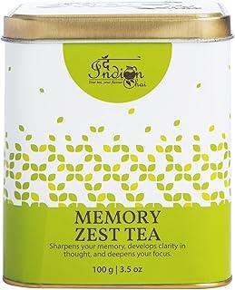 The Indian Chai - Memory Zest Tea 100g with Brahmi, Ashwagandha, Ginseng, Red Clover etc for Memory, Focus, Clarity, Herbal Tea with Super Brain Herbs