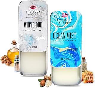The Body Bucket Combo of Ocean Mist & White Oud Alcohol Free Solid Cologne Perfume- 10 Gms each | Alcohol Free- Pocket Friendly & Easy to Apply | Unisex Gifting Collection