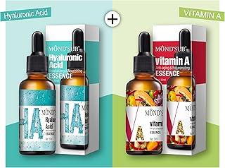 Mond'sub Hyaluronic Acid Face Serum for Hydration & Glowing Skin with Black Truffle 30ml & Mond'sub Vitamin A Retinol Serum with Hyaluronic Acid & Vitamin E for Anti-aging 30ml (Night Serum) Pack of 2